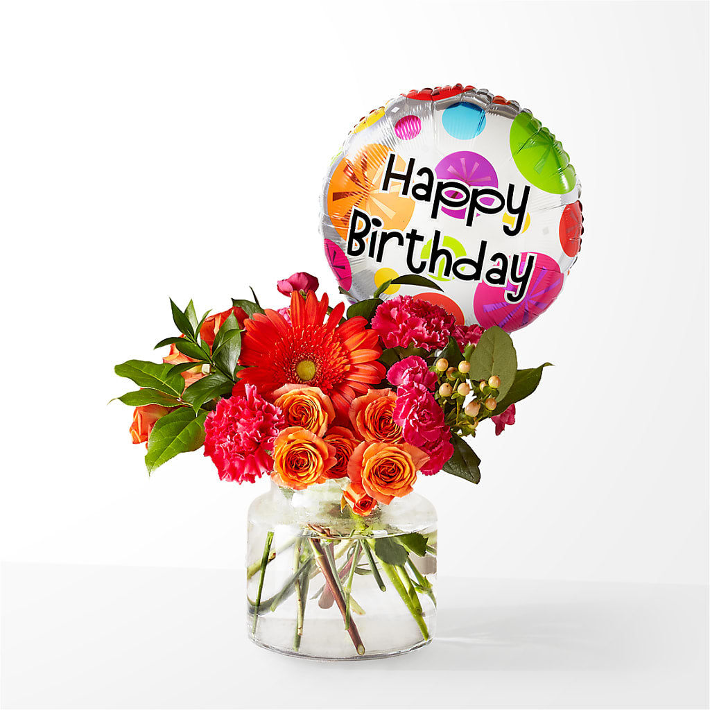 Fiesta Bouquet with Birthday Balloon – A Special Design Florist, Newport News VA