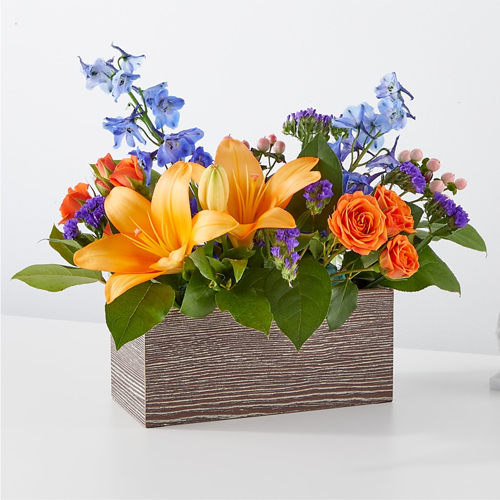 Radiant Citrus Box Bouquet – A Special Design Florist, Newport News VA