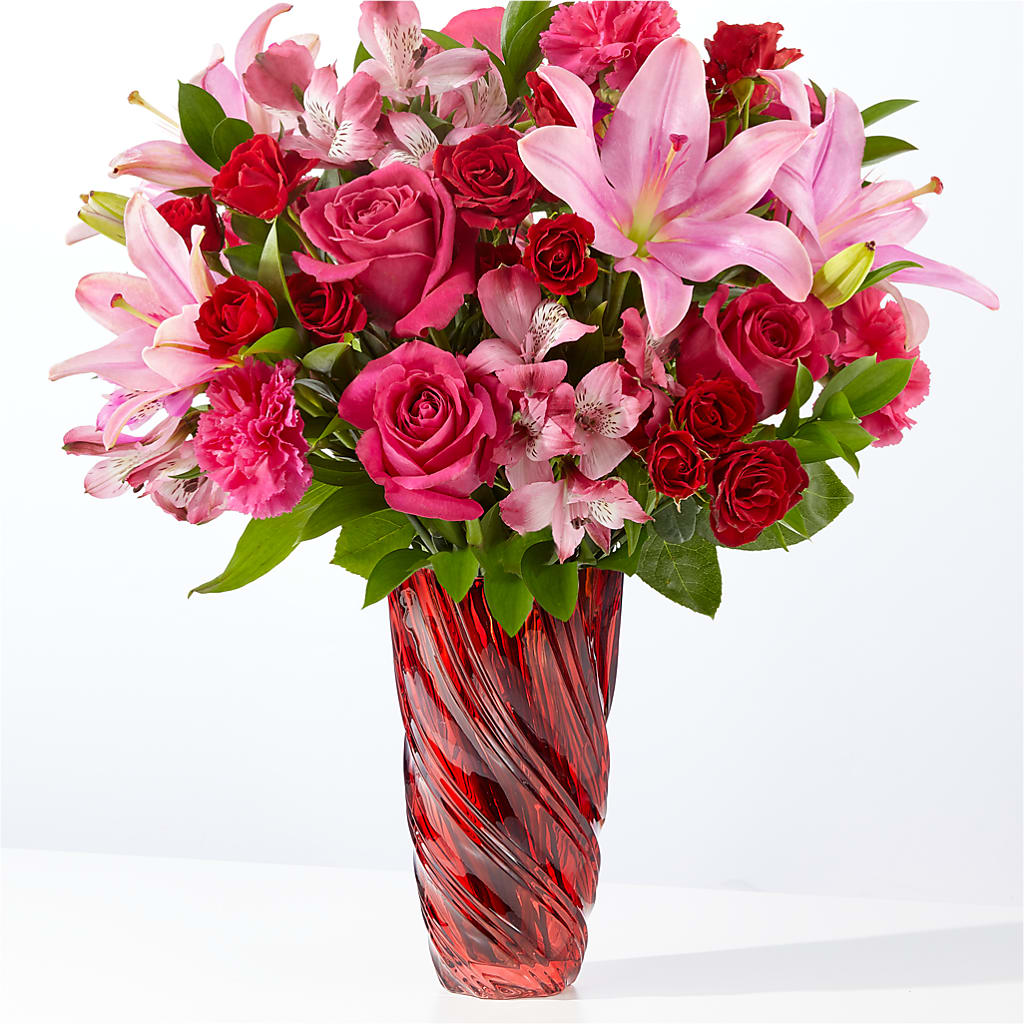 In Love Bouquet with Luxe Swirl Vase – A Special Design Florist, Newport News VA