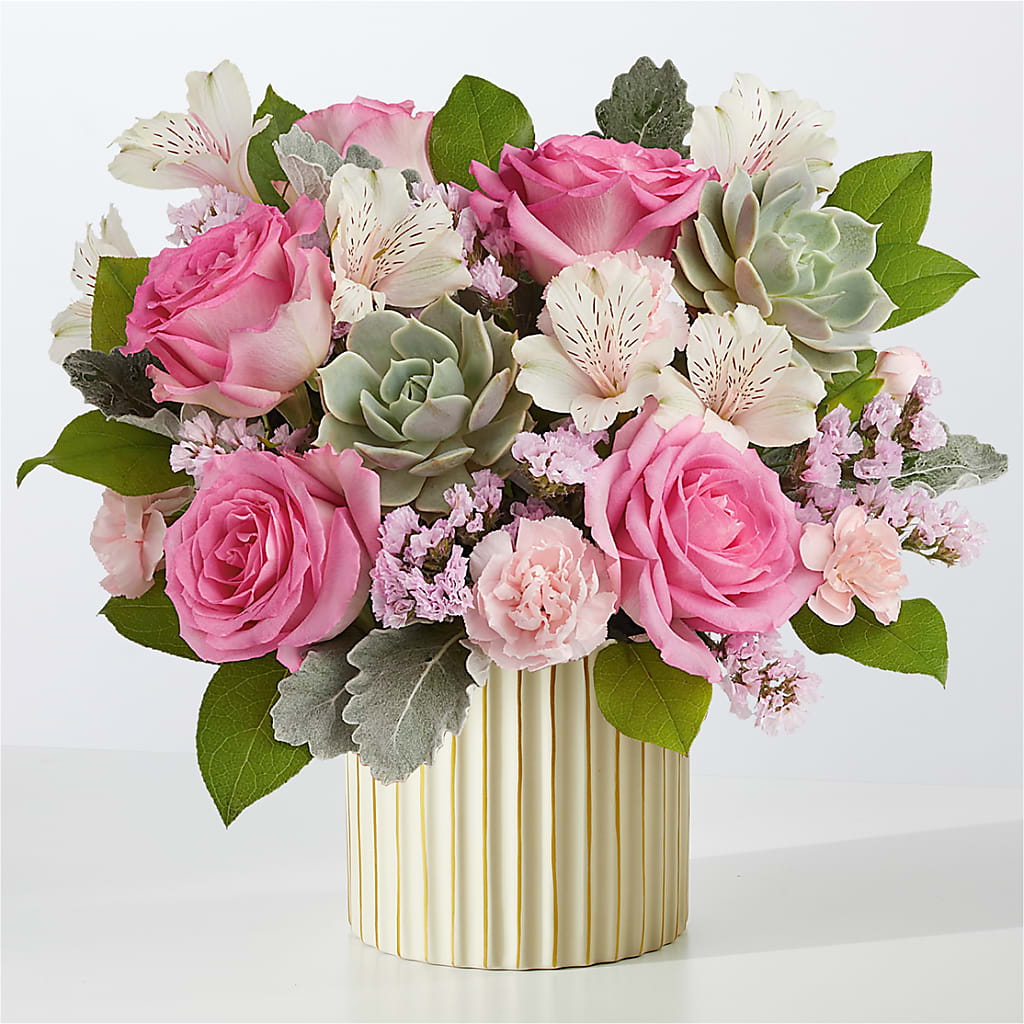 Dusty Rose Bouquet with Ivory Vase – A Special Design Florist, Newport News VA