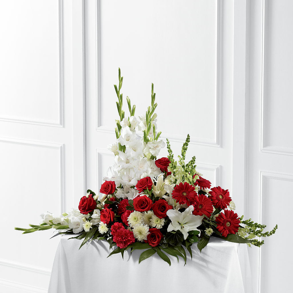 Crimson & White Arrangement – A Special Design Florist, Newport News VA