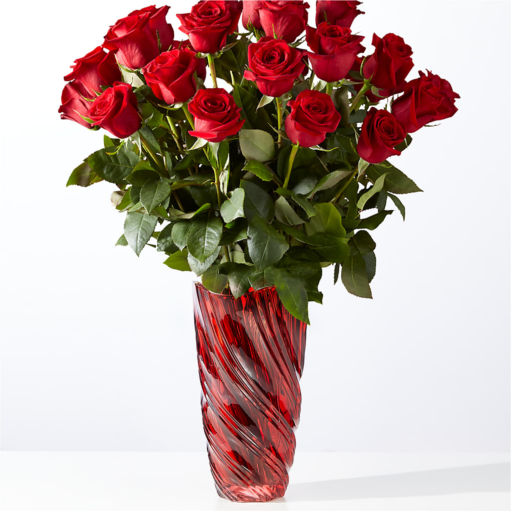 Classic Love Red Rose Bouquet with Luxe Swirl Vase – A Special Design Florist, Newport News VA