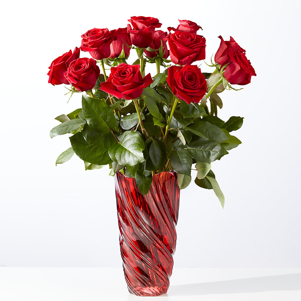 Classic Love Red Rose Bouquet with Luxe Swirl Vase – A Special Design Florist, Newport News VA