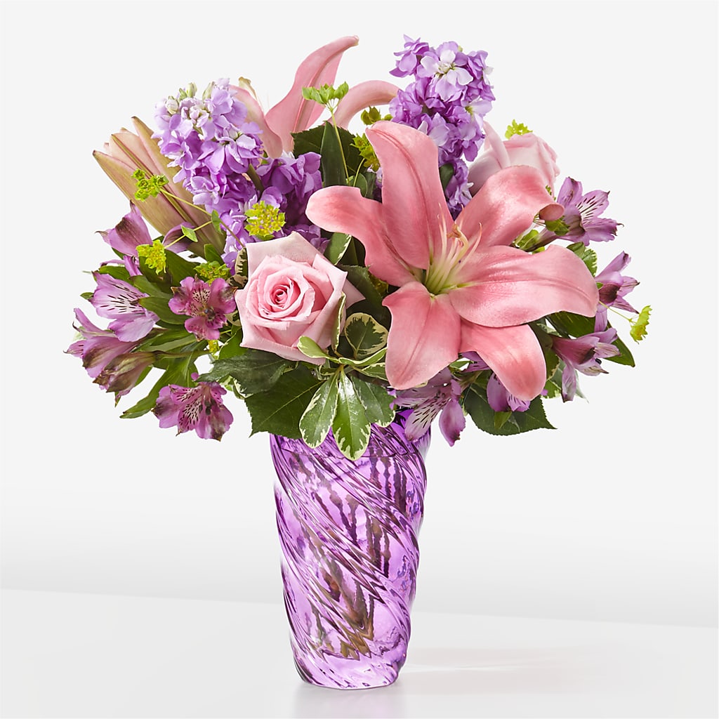 Precious Petals Bouquet with Luxe Swirl Vase – A Special Design Florist, Newport News VA