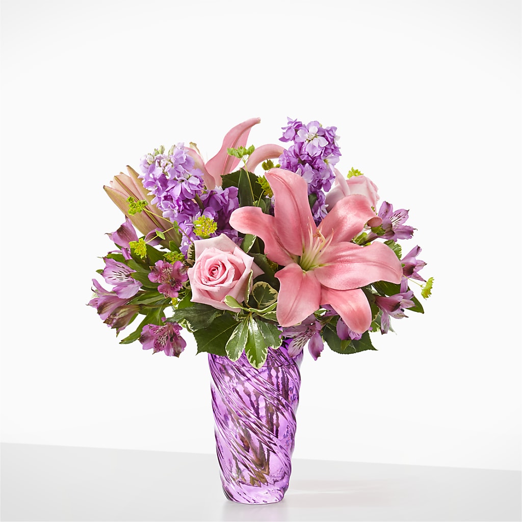 Precious Petals Bouquet with Luxe Swirl Vase – A Special Design Florist, Newport News VA