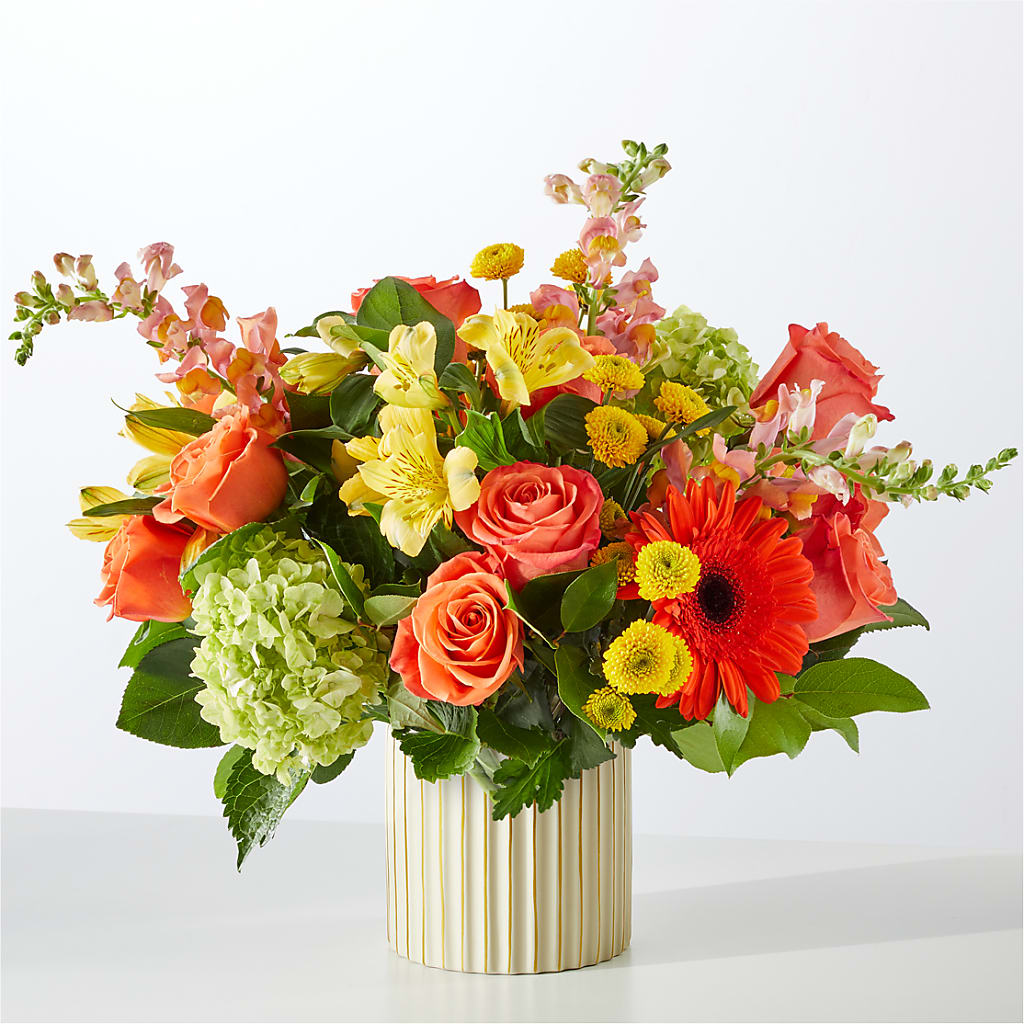 Autumn Sunshine Bouquet with Ivory Vase –  A Special Design Florist, Newport News VA