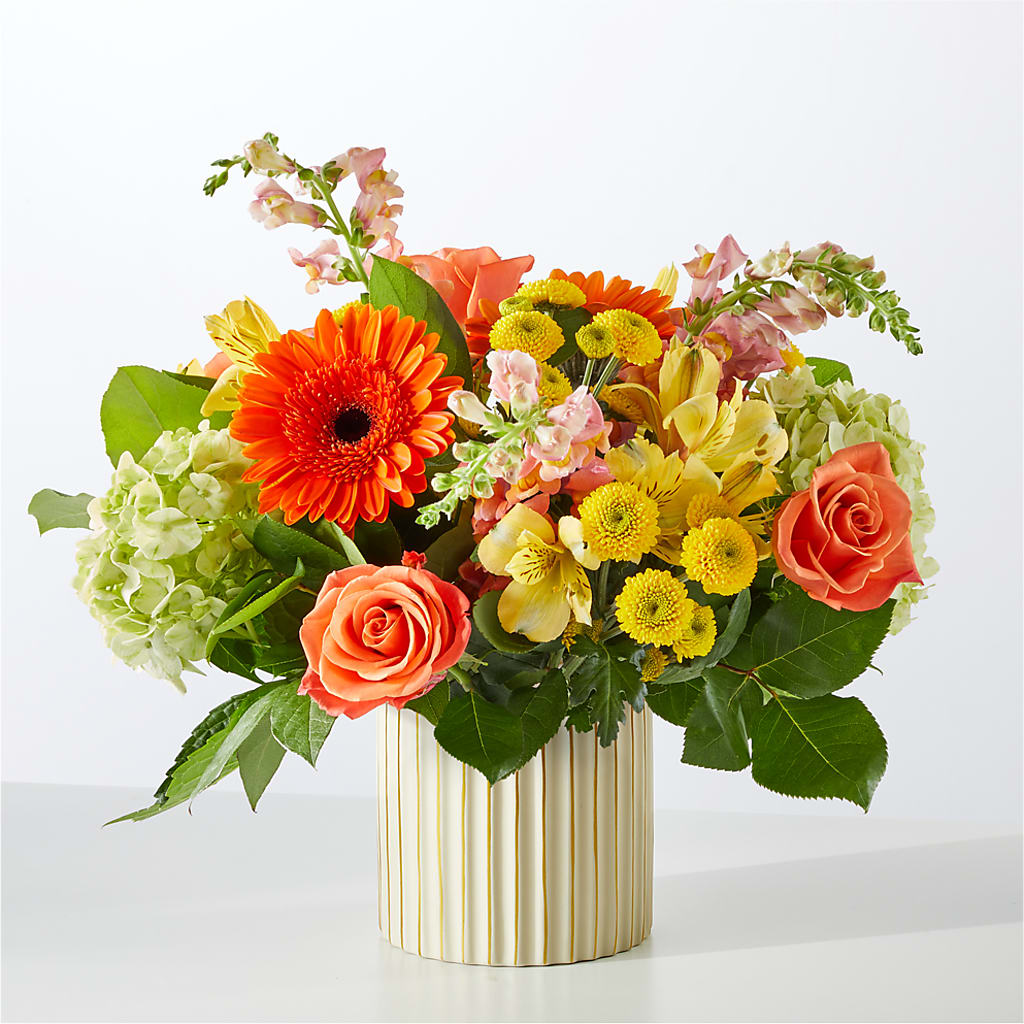 Autumn Sunshine Bouquet with Ivory Vase –  A Special Design Florist, Newport News VA