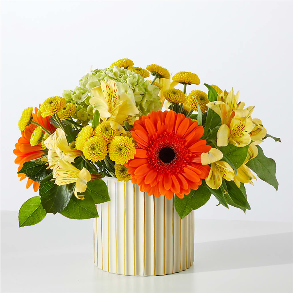 Autumn Sunshine Bouquet with Ivory Vase –  A Special Design Florist, Newport News VA